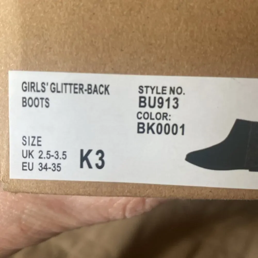 Crewcuts black half glitter boots
